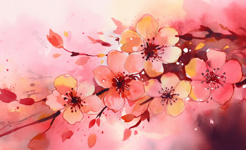 粉色梨花花朵水彩手绘背景图,插画/手绘图,插画/手绘图库,插画/手绘图下载,插画/手绘